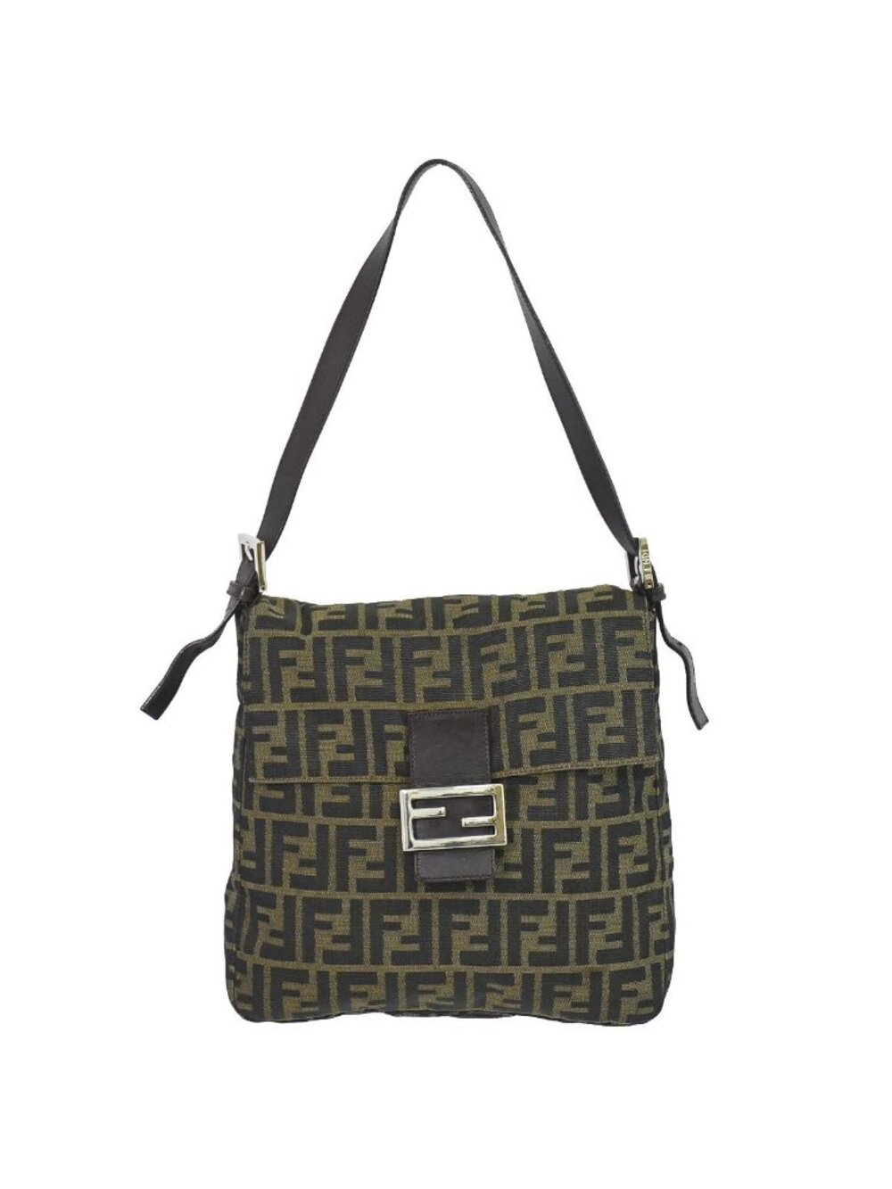 Fendi Mamma Baguette Zucca Shoulder Bag Canvas Brown